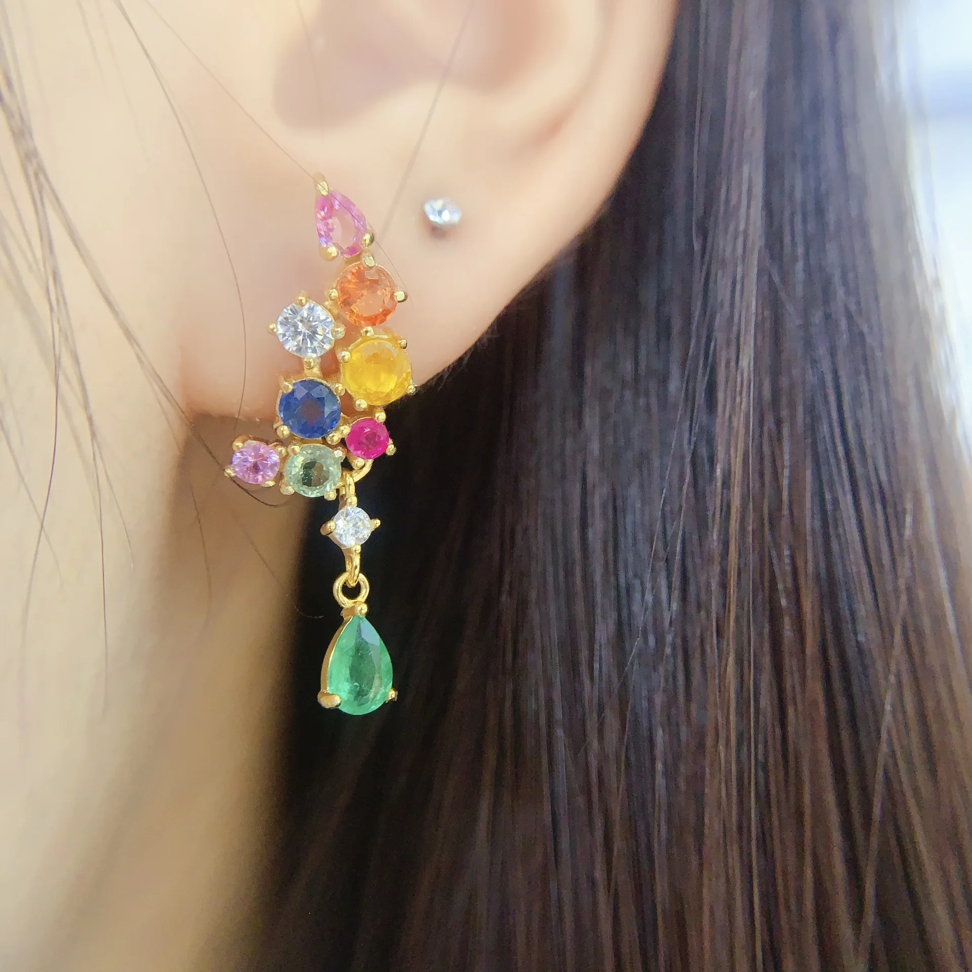 

4*6mm Natural Emerald Earrings, S925 Silver Gemstone Studs, Elegant Green Jewelry Gift