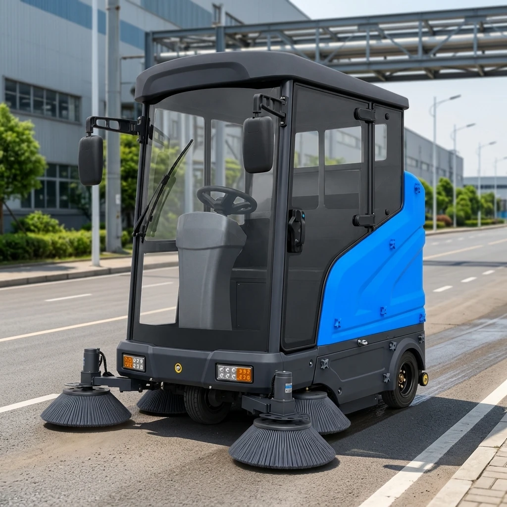 Zoyon ZY-H60 Ride-On Road Sweeper 1900mm Width Large 200L Tank Hydraulic Brake Battery Powered for Park Community