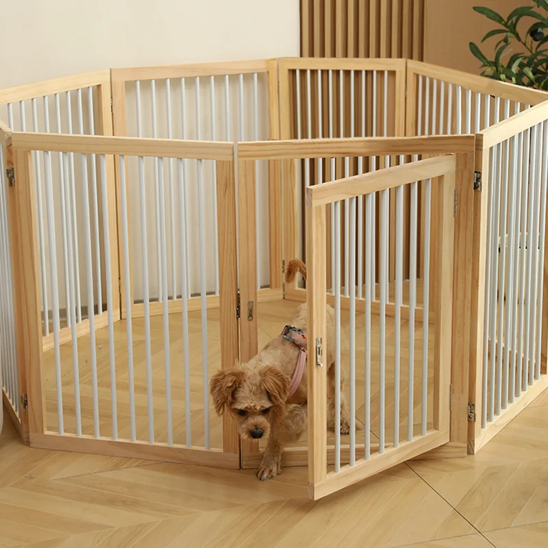 DSA pet fence dog fence indoor household solid wood foldable small dog blocking door free splicing dog cage