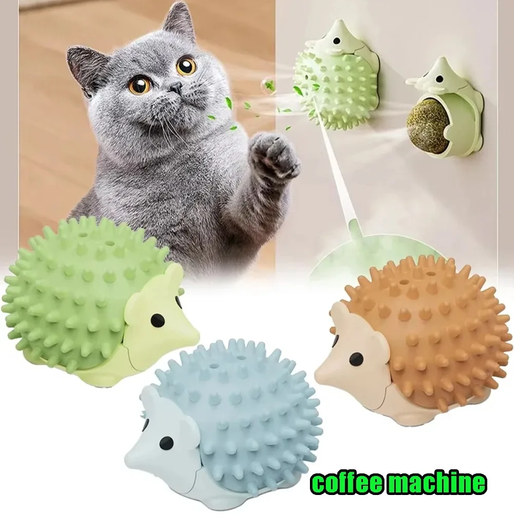 Catnip Ball Hedgehog Shaped Toy Natural Wall Sticker Scratching Board Snack Healthy Promotes Digestion Cat Treats Natural Catnip