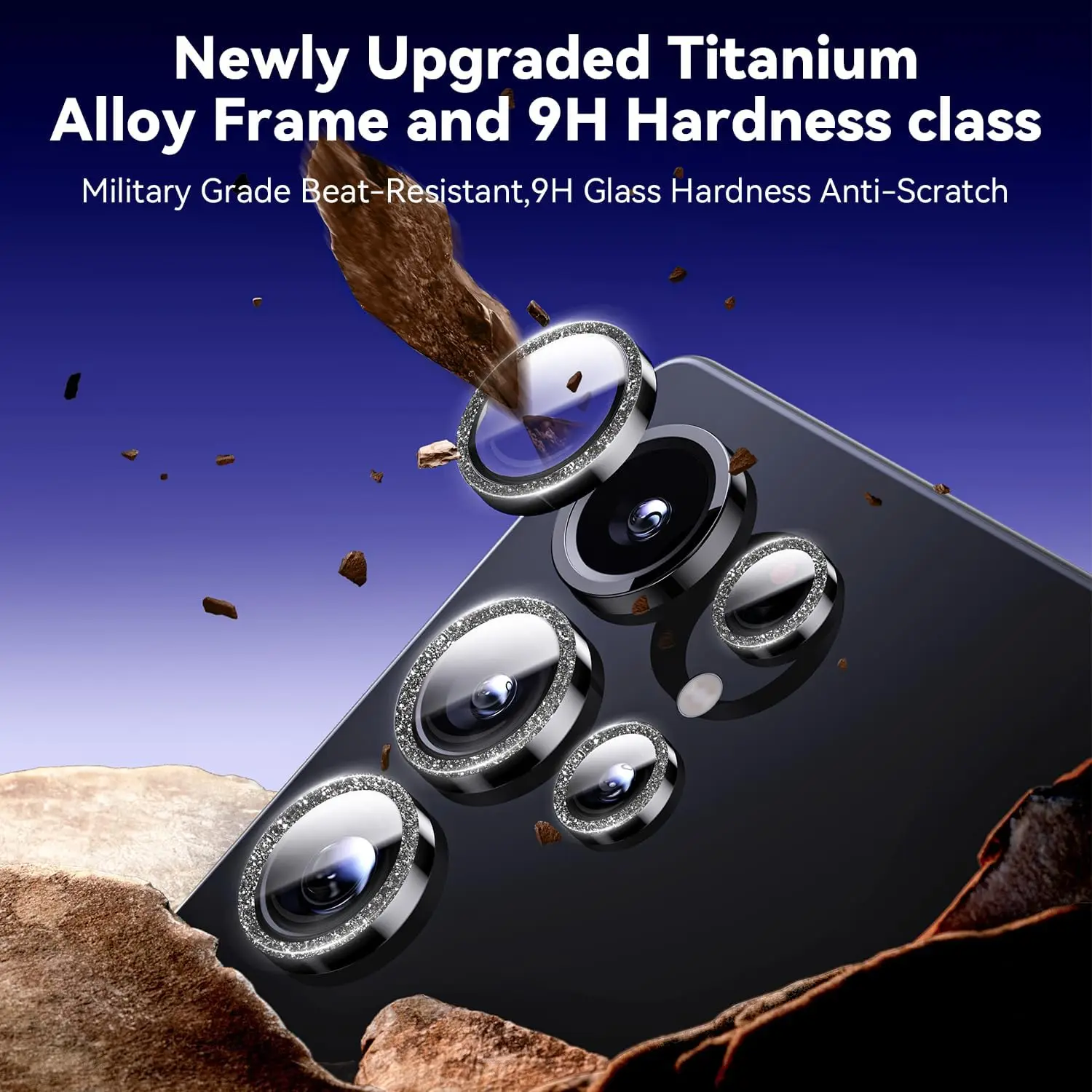 Glitter Bling Tiny Diamond Alloy Camera HD Protezione in vetro per Samsung Galaxy S25 Edge S24 FE S23 Plus Ultra Metal Lens Ring Cap