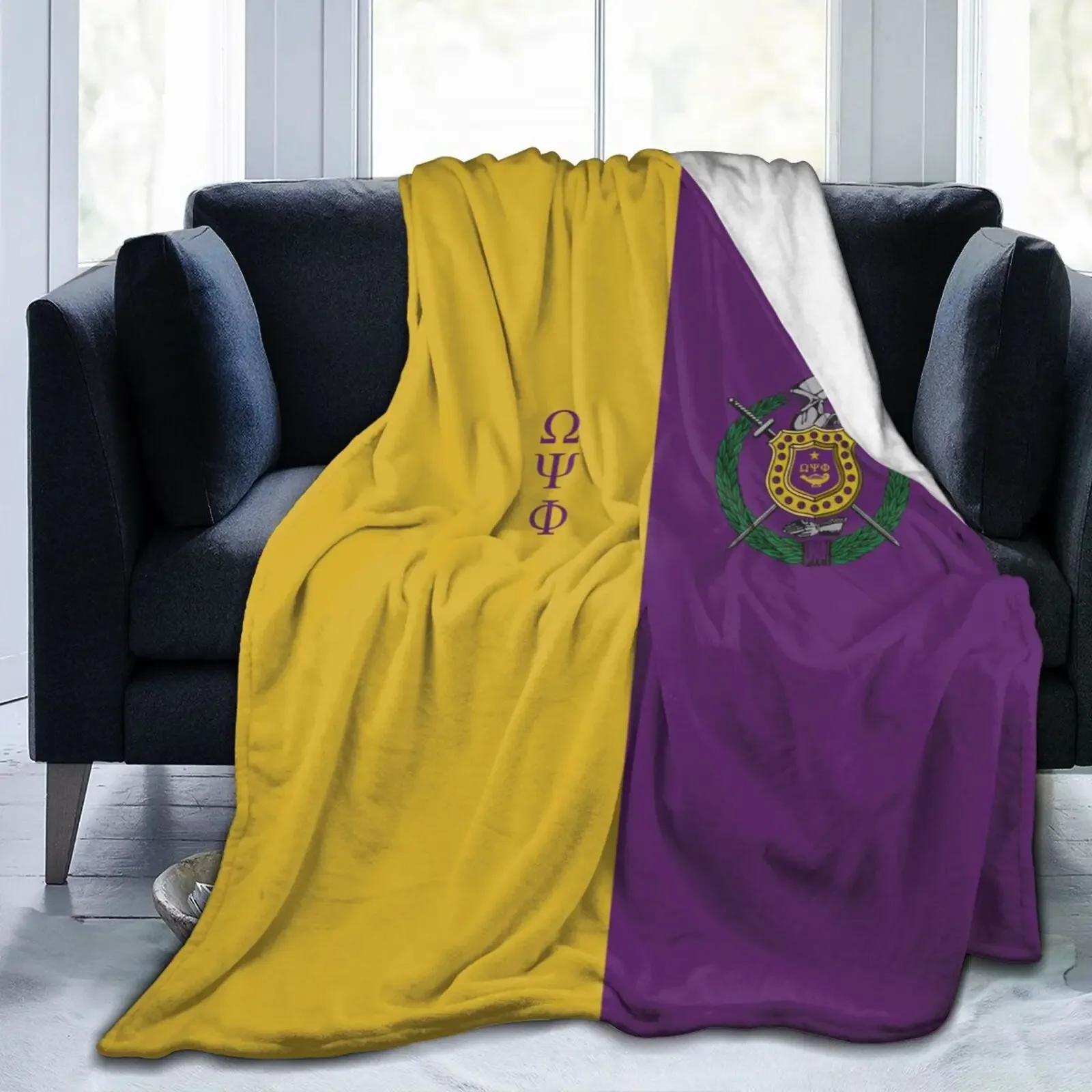 3D Print O-Omega Fraternity Psi Phi OPP Blanket Soft Sofa Cover Throw Blanket Fleece Tapestry Warm Bed Blanket for Bedroom Couch