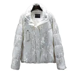 Veste rembourrée à paillettes haut de gamme, vêtements en coton, manteau court épais, garder au chaud, mode hiver, nouveau, 2022