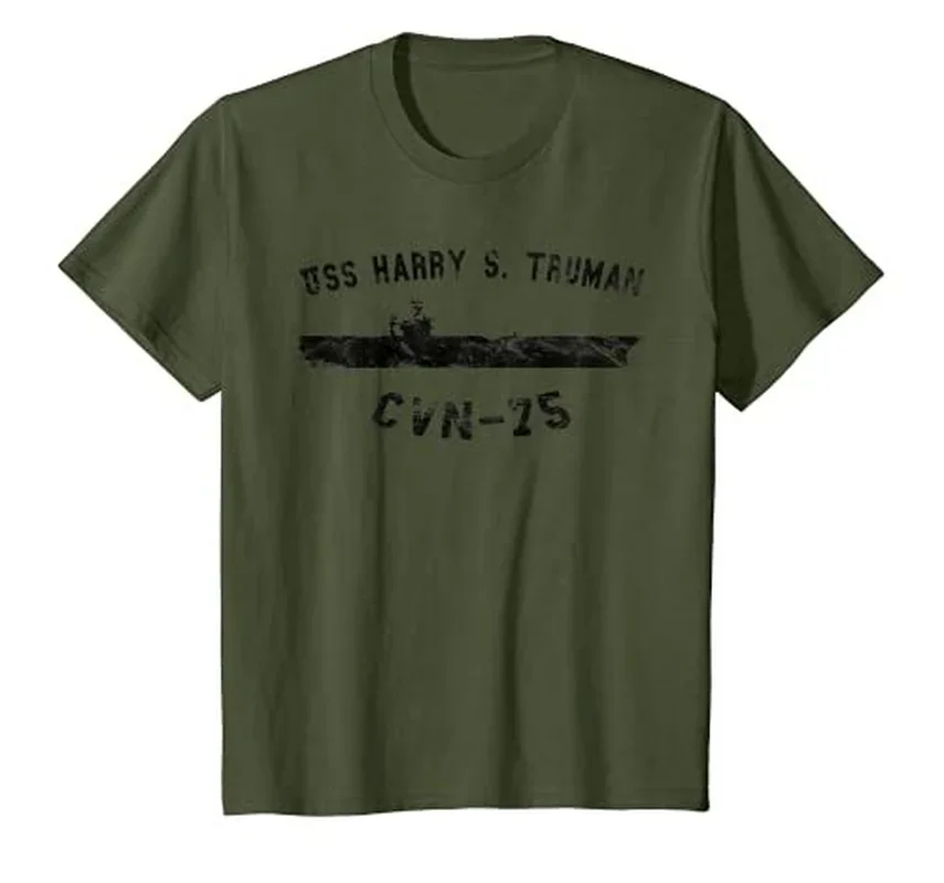 USS Harry S. Truman CVN-75 Aircraft Carrier T-Shirt 100% Cotton O-Neck Short Sleeve Summer Casual Mens T-shirt Streetwear