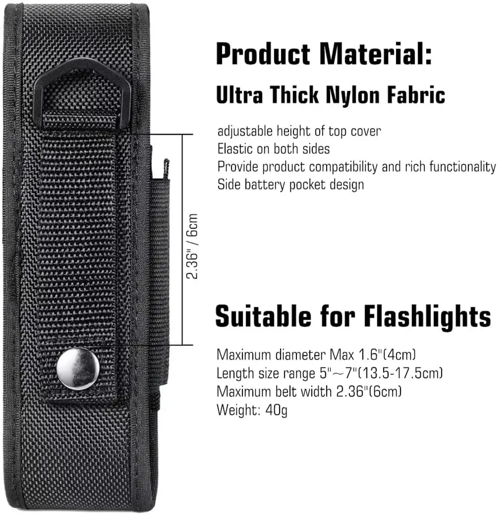 YONCONO Flashlight Holster Molle Tactical Torch Cover Case Nylon Adjustable LED Torch Pouch Fit 5\