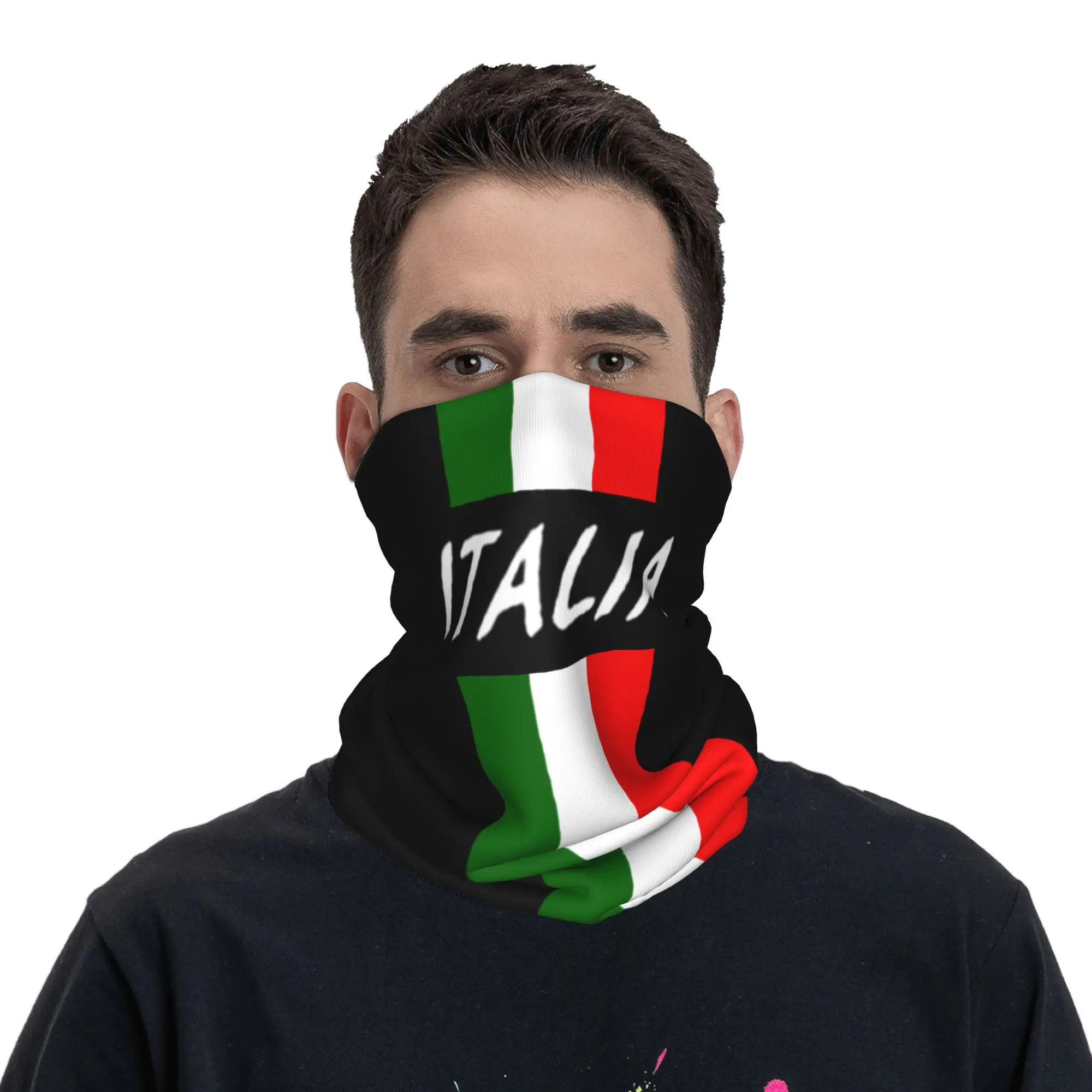 

Italy Flag Bandana Neck Warmer Men Women Winter Ski Hiking Scarf Gaiter Italian Proud Face Cover