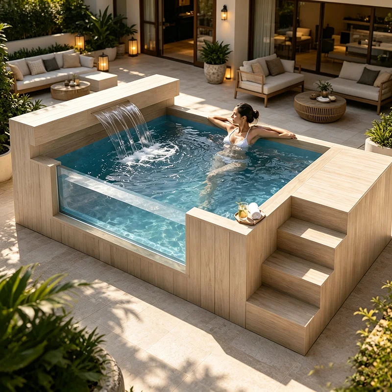 Modular Steel Shipping Container Pool with Surround Deck Prefab Plunge Swimming Pool for Home Backyard Villa
