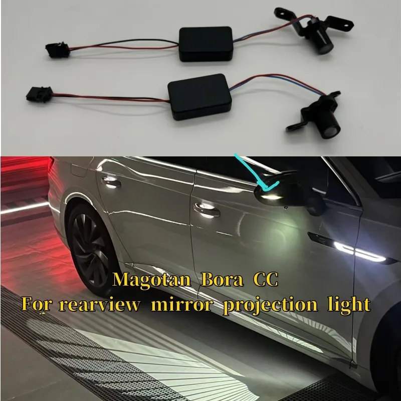 for Volkswagen Magotan Sagitar Bora Arteon CC Rearview Mirror Angel Wing Projection Light upgraded Large Wing Model LED Light