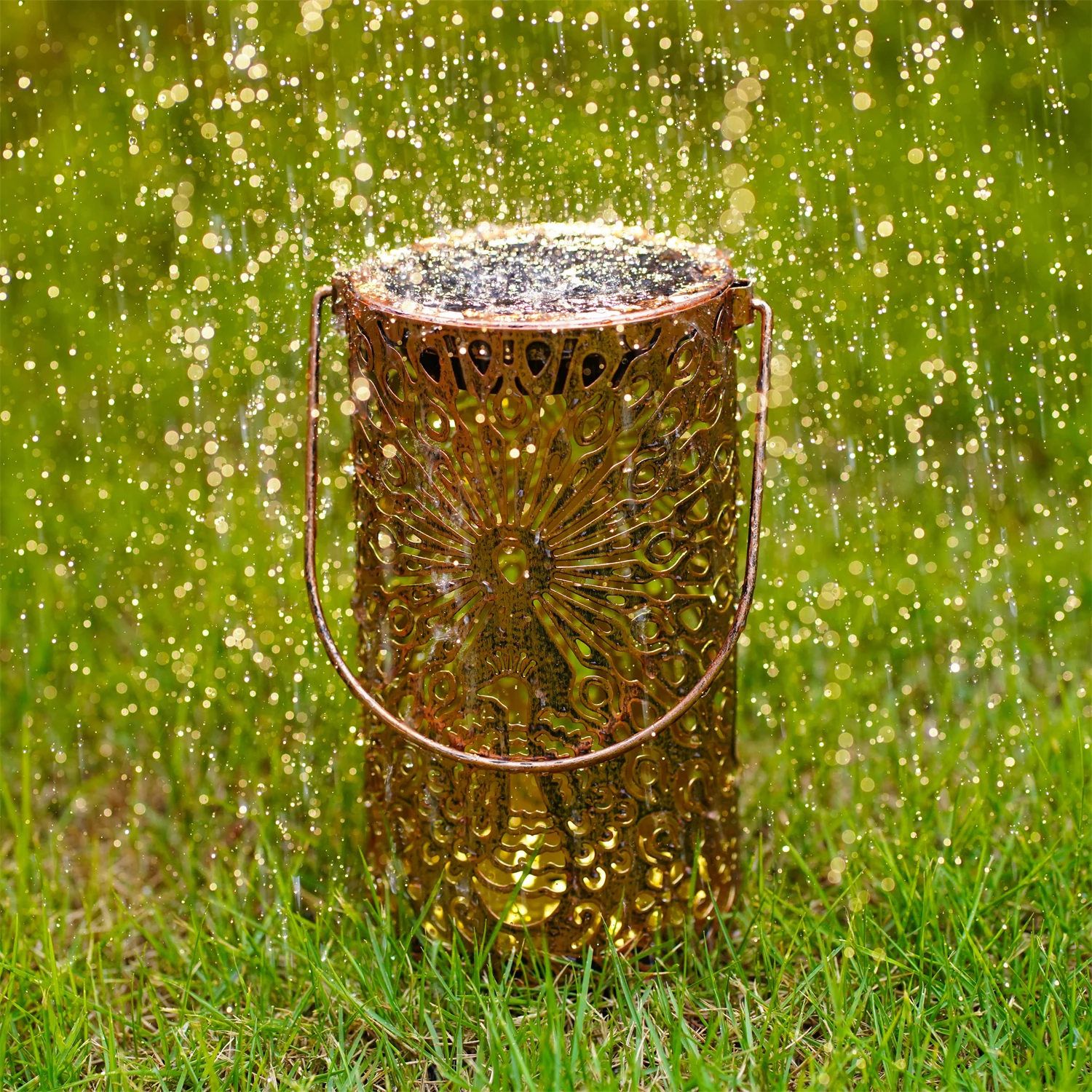 1PC Peacock Peony Solar Lantern Outdoor, Flower Garden Light with Auto On/Off, Waterproof Solar Powered for Yard/Patio Decor