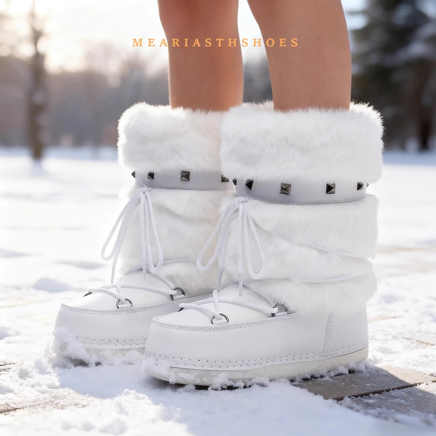 

2026 Women's Winter Warm Snow Boots Luxury Furry Faux Fur ski Boots Woman Plush Warm Platform Cotton Shoes New Fashion Bottes