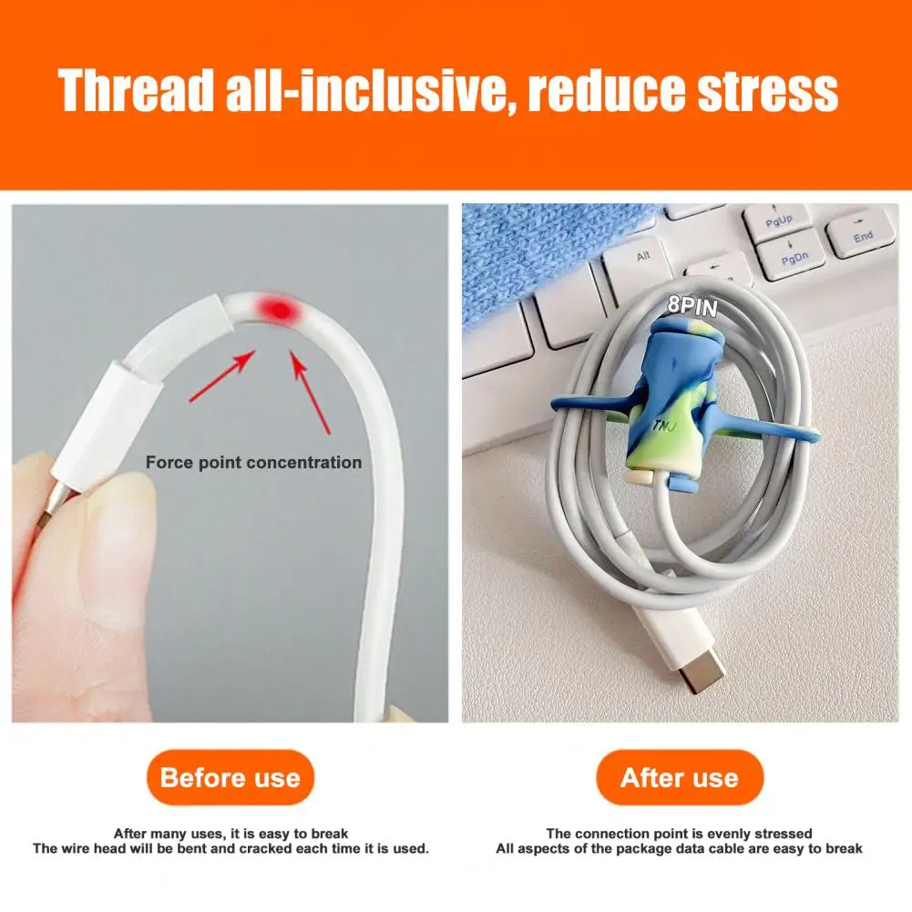 Protezione del filo protezione del filo del cavo colorato ricco protezione del cavo del caricatore di Design del fumetto in Silicone durevole per Iphone per i dati