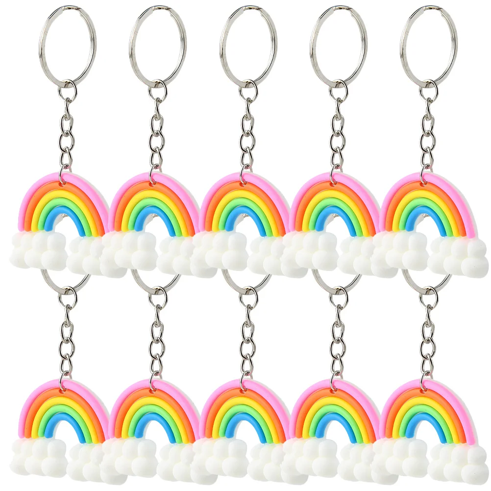 10 Pcs Cartoon Rainbow Keyring Keychain Hanging Pendant Accessories Backpack Decor Unicorn Party