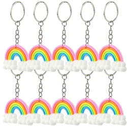 10 Pcs Cartoon Rainbow Keyring Keychain Hanging Pendant Accessories Backpack Decor Unicorn Party