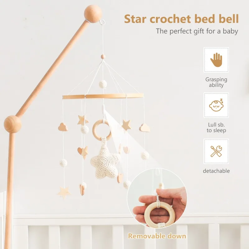 Campana para cama de bebé con cielo estrellado de 3 a 6 meses, campana colgante para cabecera de cama de bebé, juguete de carillón de viento calmante para recién nacido