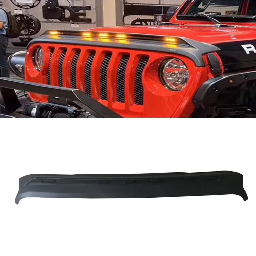 

Front Hood Sand Stone Guard Protector Armor JL1153 with LED Lights ABS for Jeep JL Wrangler 2018+ UP