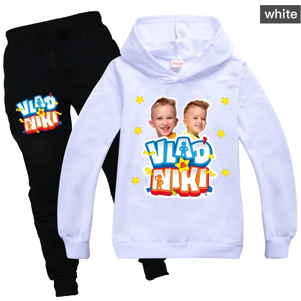 Vlad Niki Cotton Girls Boutique Ou2tfits Spanish Baby Clothes Boys Hooded Tops Trouster Suit 2pcs Kids T Shirt 2-16Teenage