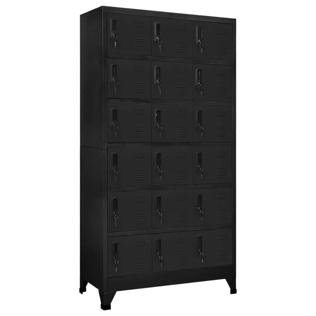 35.4'' Black Steel Locker Cabinet - 70.9'' Tall Storage Organizer for Home & Office