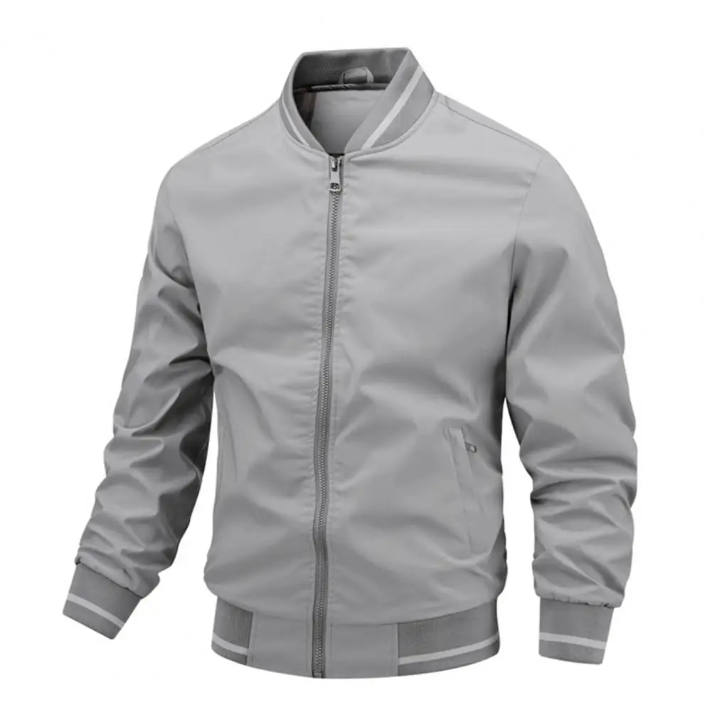 Männer mittleren Alters Jacke Herbst Stand Kragen Reiß verschluss gerippte Manschette Bomber jacke Männer Wind jacke Männer Mantel Baseball jacken