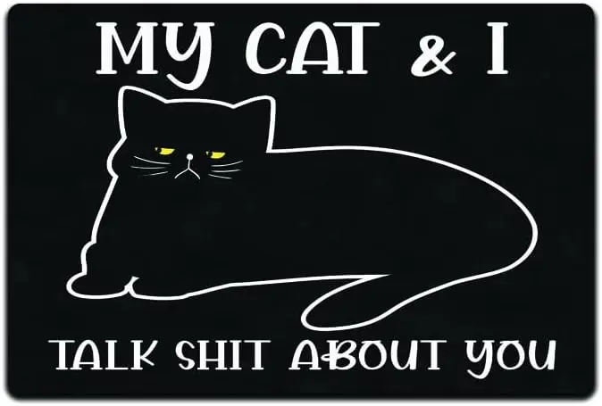 Meine Katze und ich reden sh! t über Sie 12x8 Metall Zinn Zeichen Dekor faulen Tier liebhaber Bauernhaus niedlichen Schlafens zeit mürrischen Gemüse vegan Bio l