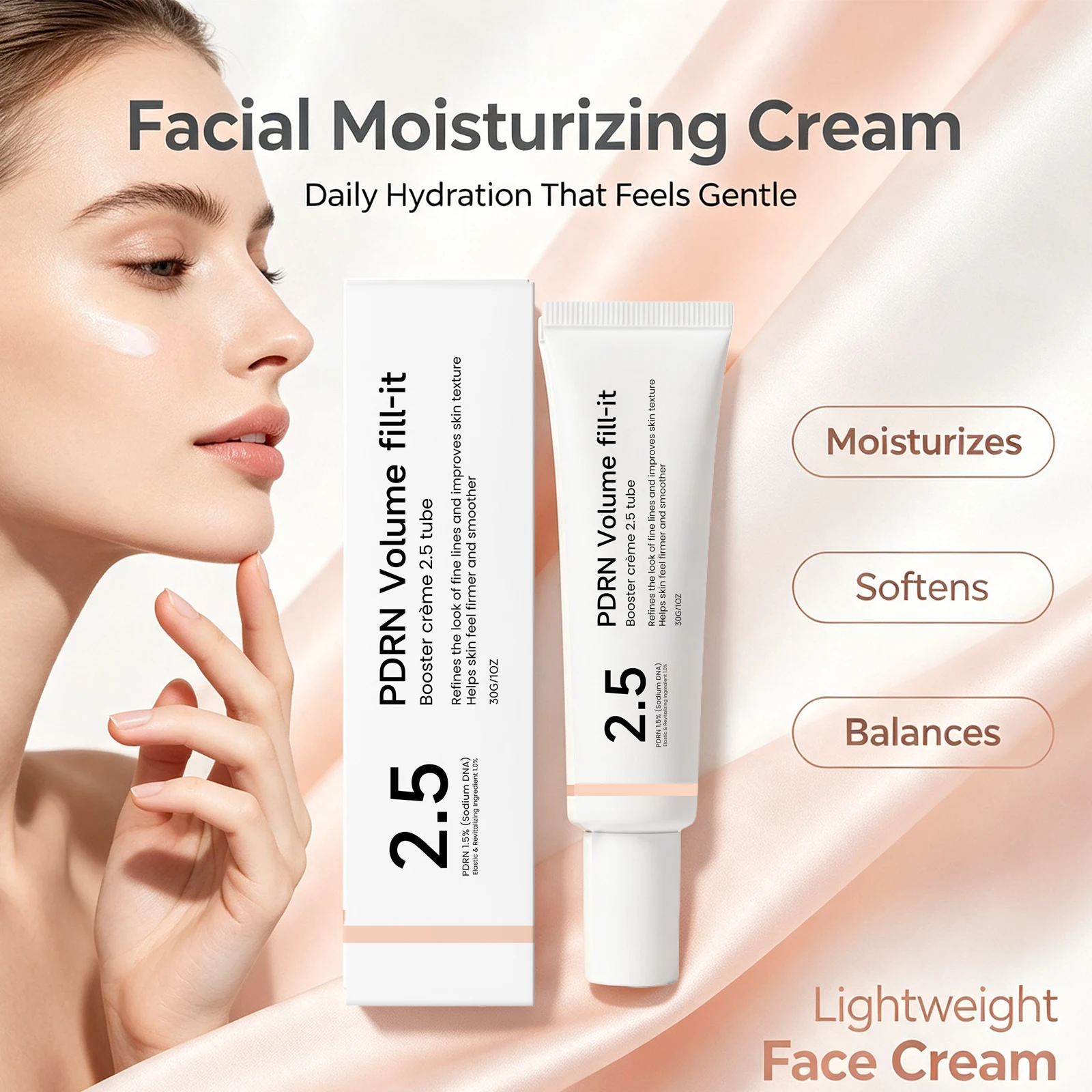 PDRN Firming Face Cream Smoothing Fine Lines Barrier Repair Plump & Fill Fine Lines Boost Skin Elasticity Nourishing Moisturizer