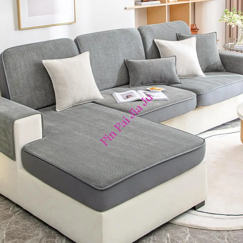 

New Chenille Fabric Stretch Anti-Slip Sofa Cushion Cover Slipcover Custom Made Elastic Against Cat Scratches Sofa Cover