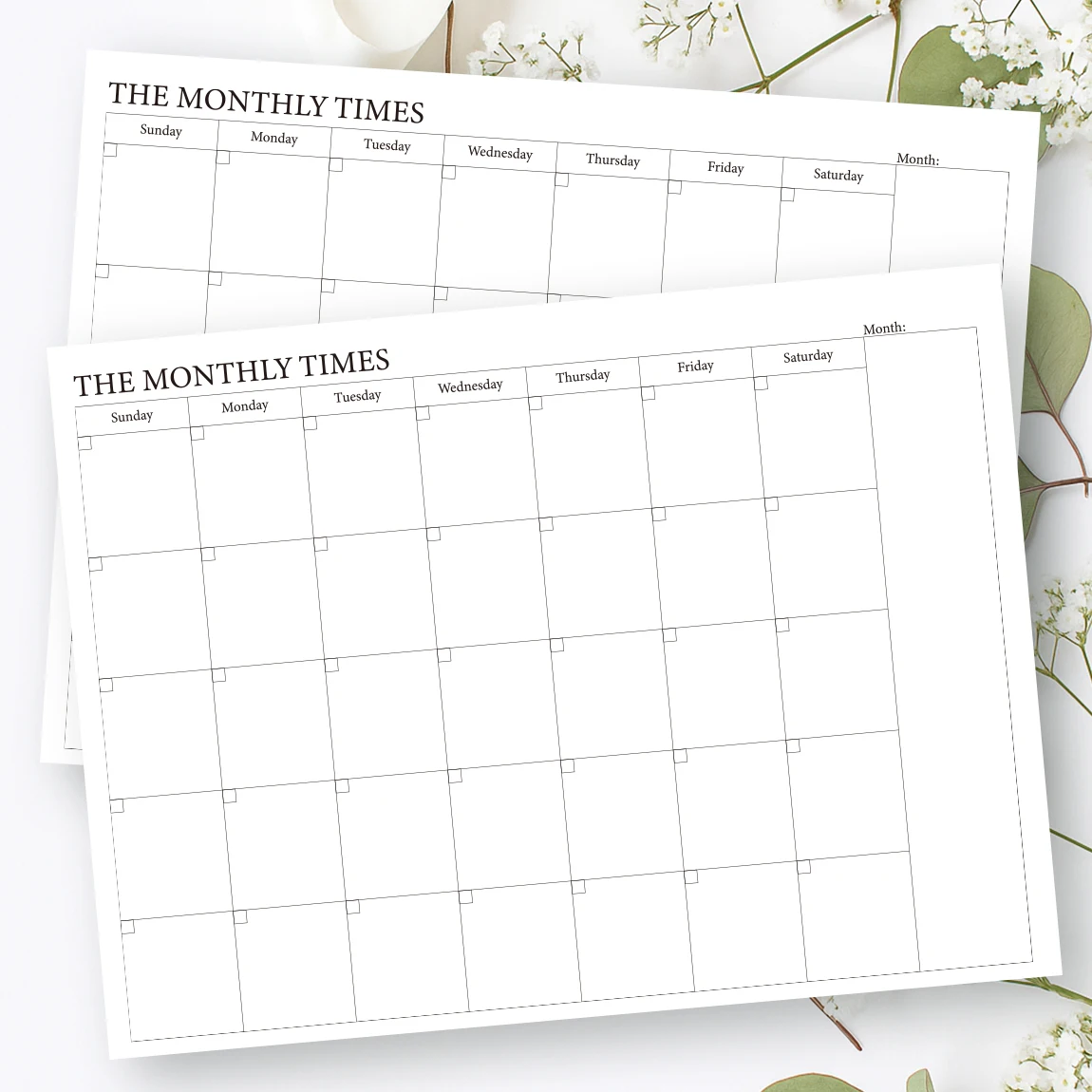 A4 Monthly Planner Undated Calendar Organizer, Large Grid Layout, Blank Monthly Overview Pages, School, Office, and Home Use