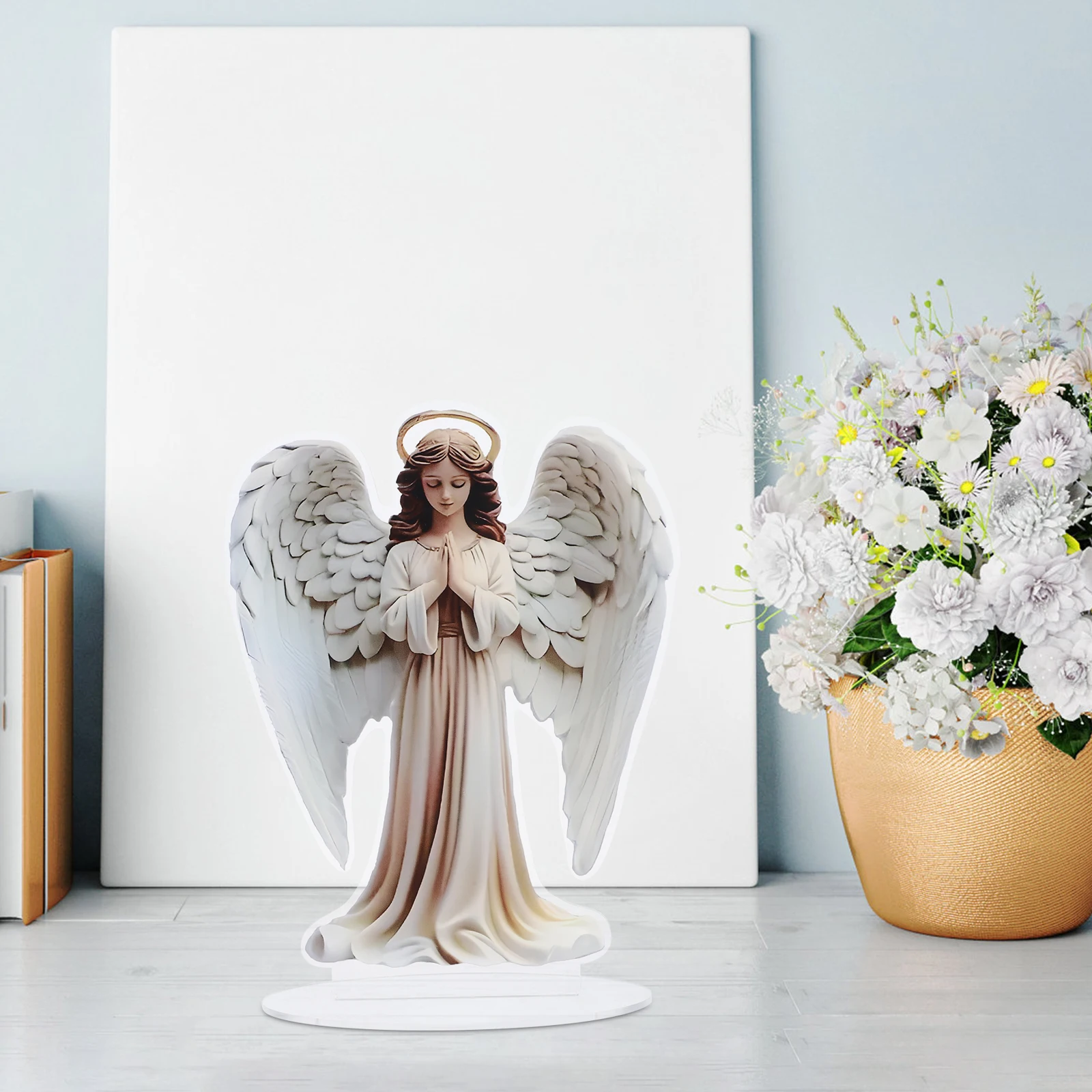 

Office Decor Three-dimensional Angel Ornaments Christmas Acrylic Sign Christian Table Girl Decorative Signs Top