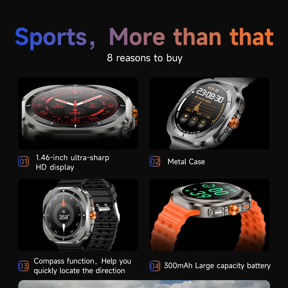 New Outdoors Smart Watches Men Gesture Control Blue Tooth Call Smartwatch Women Sports Fitness Compass Heart Rate Waterproof SOS