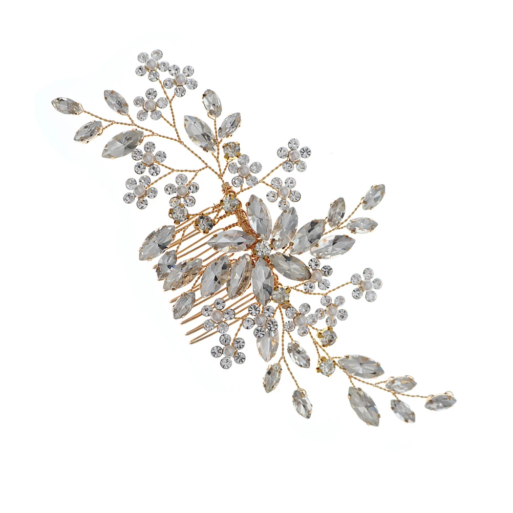 

Sparkling Rhinestones Pearls Hair Comb For Women Bride Wedding Bridal Accessories Banquet Party Stylish Elegant Gifting