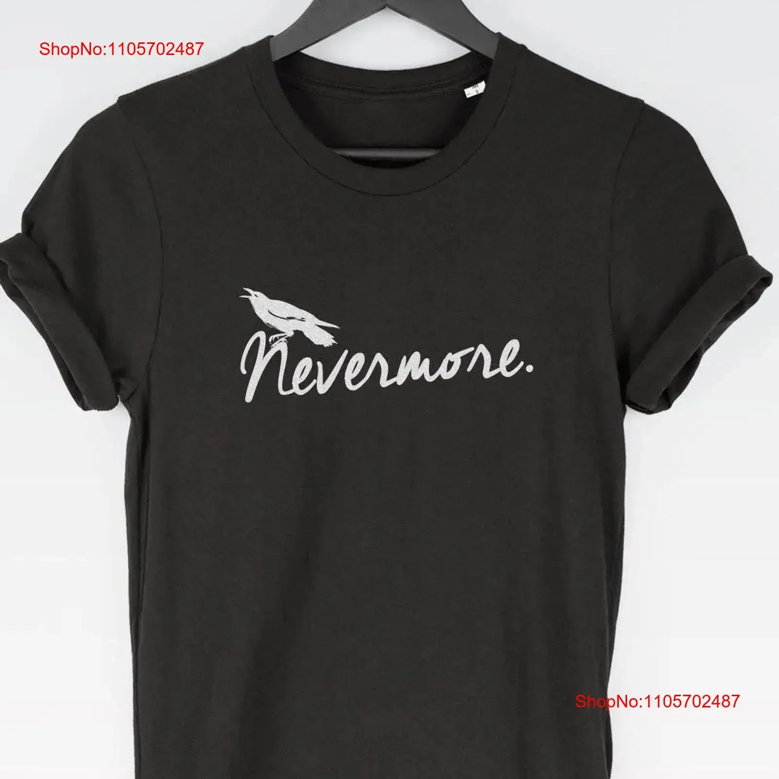 Nevermore T Shirt tee halloween Poe Top Edgar Allan Raven Literature vintage Washed graphic designer clothes Versatile fashion