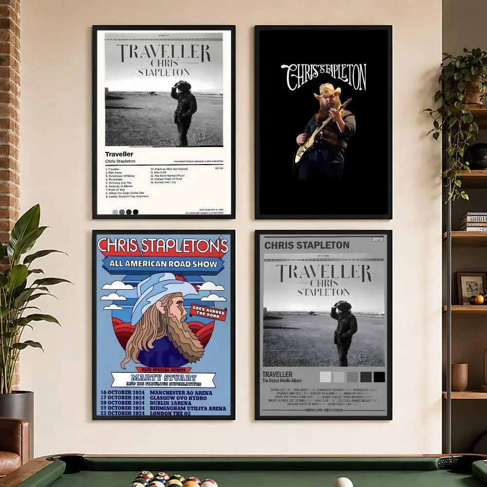 C-Chris Stapleton Music Album Poster Peel And Stick Matte Self Adhesive PVC Waterproof Removable Frameless Bedroom Living Room