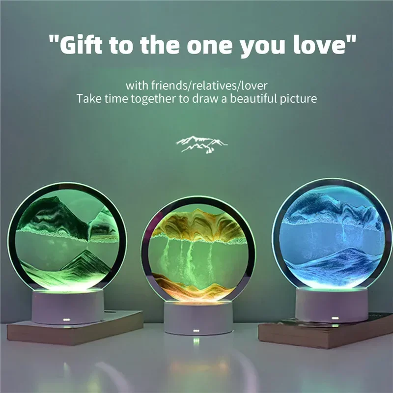 Lava Deep Lamp Sea Hourglass 360° Art Decoration New Moving Home Lights Sandscape Rotating Night Table Sand Gifts