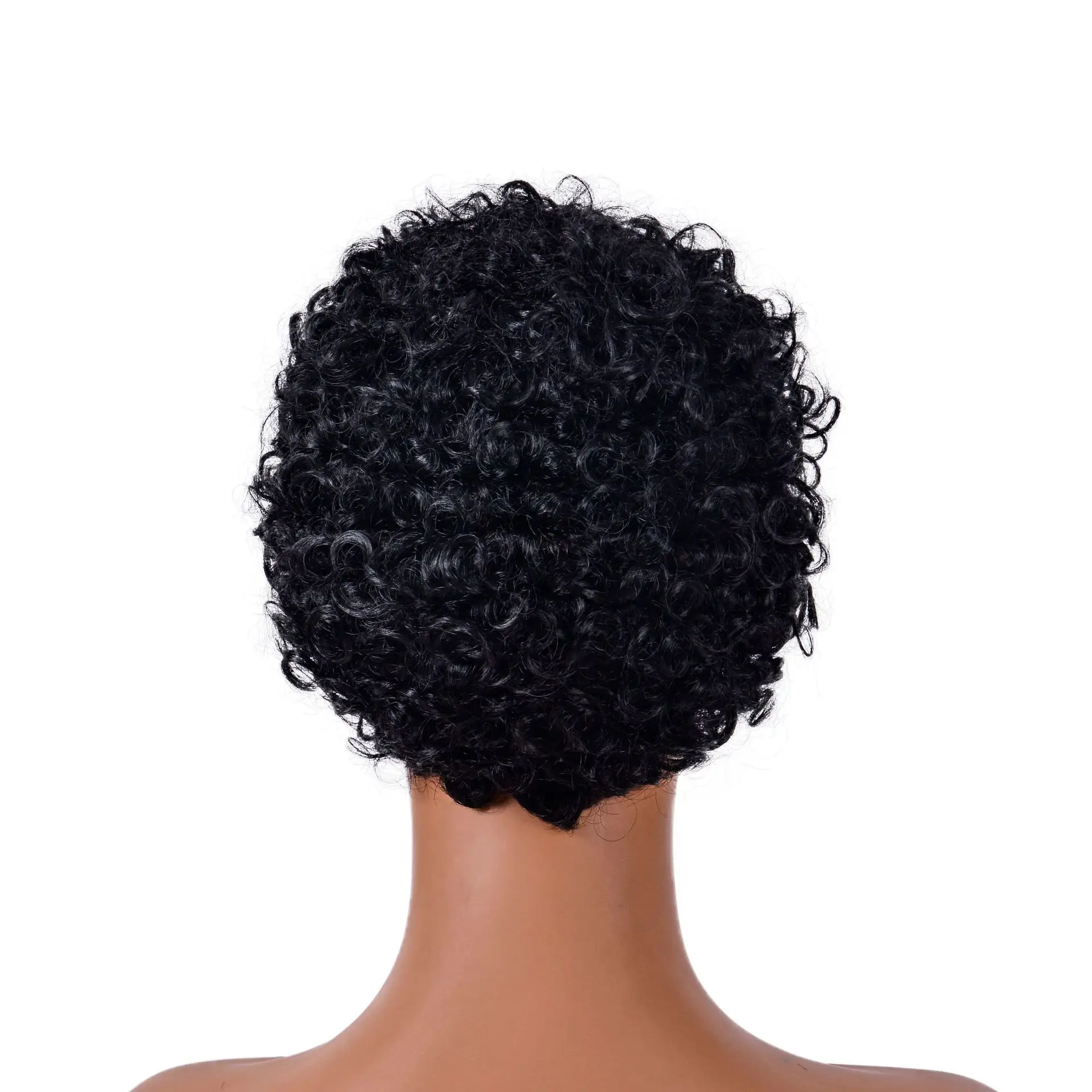 باروكات صغيرة مجعدة للسيدات، شعر مستعار صناعي كامل الرأس على الطراز الأفريقي مجعد أسود وردي شبكي منفوش للارتداء اليومي