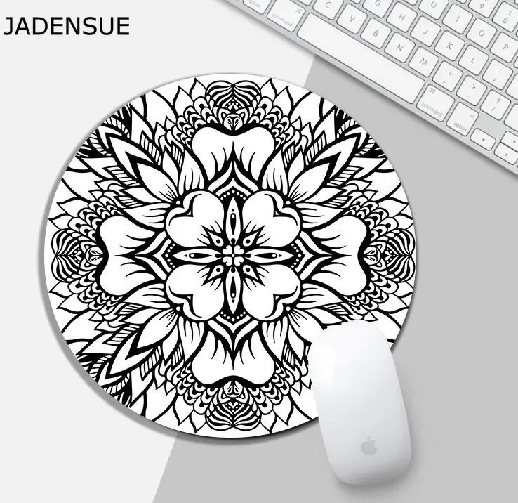 Round Mouse Pad Deskpad Office Accessories Mousepad Mandala Flower Laptop Mouse Mat Computer Keyboard Pad Desk Mats