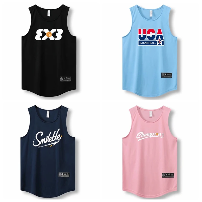 

Loose Men Running Vest 2025 Outdoor street basketball Gym Sleeveless Letter Print Shirt Quick Dry Fitness Bodybuilding Tank Tops