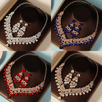 3pcs New Crystal Rhinestone Necklace & Earrings Set Luxury Banquet Jewelry Accessories Birthday Holiday Gift for Girls