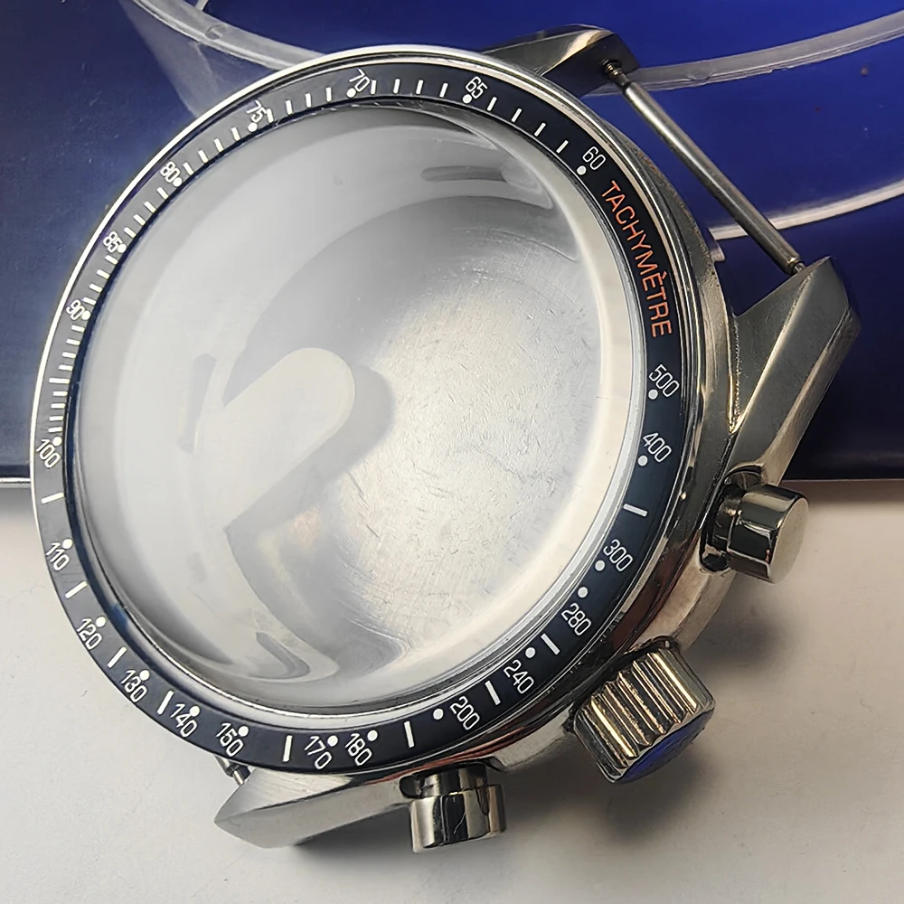 40 مللي متر ساعة رجالي حافظة من الفولاذ المقاوم للصدأ كلمة بيضاء الألومنيوم الحافة القمر الغطاء الخلفي صالح VK63 ساعة يد تعمل بالحركة اكسسوارات الجمعية #2