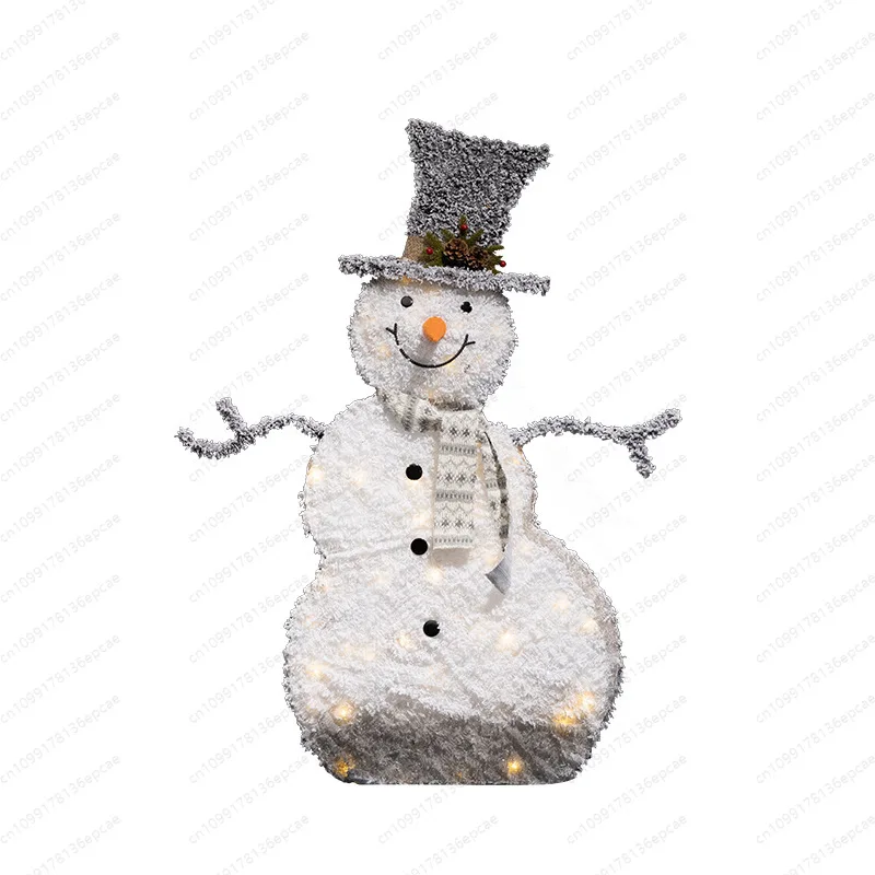 Christmas wrought iron luminous ornament ornament flocking 130CM elk snowman holiday props