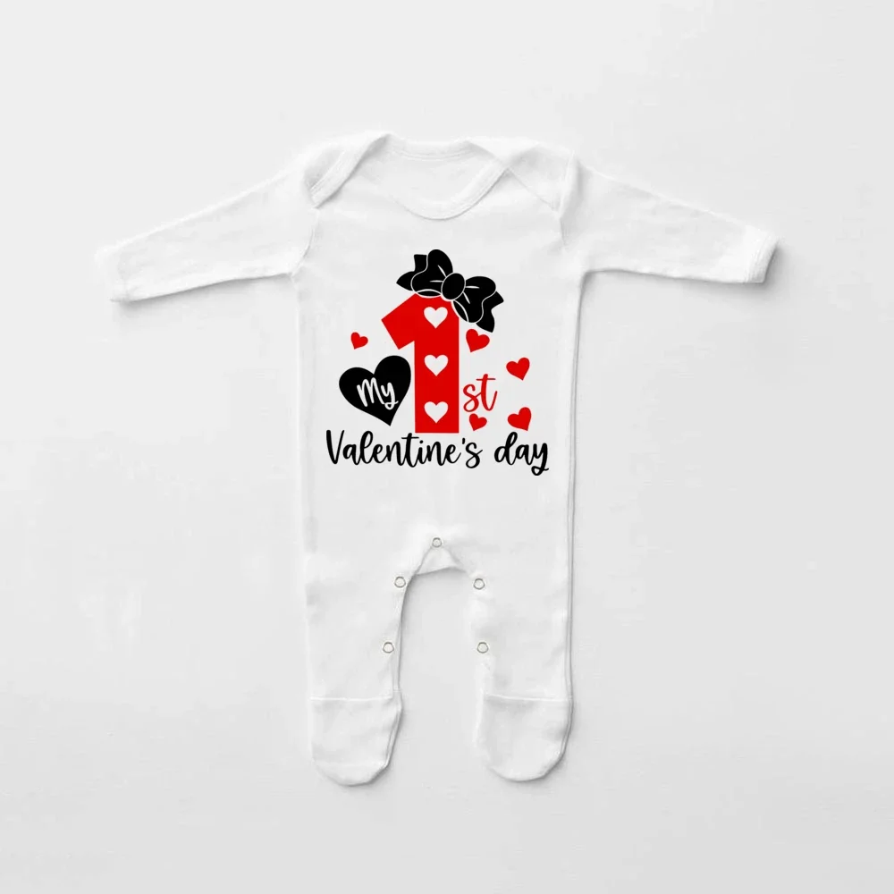 بلدي 1st عيد الحب بيبي بوي فتاة رومبير الزي الوليد الرضع القادمة المنزل الزي الطفل 1st عيد الحب ملابس النوم منامة #4