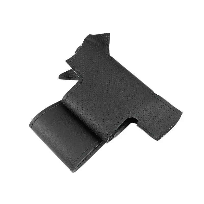 Car Inner Steering Wheel Cover Trim For Peugeot 206 1998-2005 206 SW 2003-2005 DIY Hand Sewing Black Perforated Leather Cover