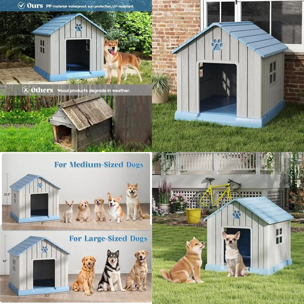 

Вентилируемый водонепроницаемый вольер для собак с приподнятым полом, подходит для использования в помещении и на улице, легко чистится, идеально подходит для собак маленьких и средних пород.