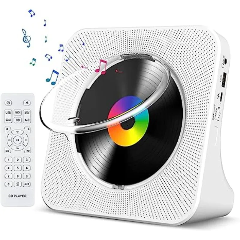 Qoosea Portable Bluetooth Desktop CD Player for Home with Timer Built-in HiFi Speakers with LCD Screen Display Boombox FM Radio