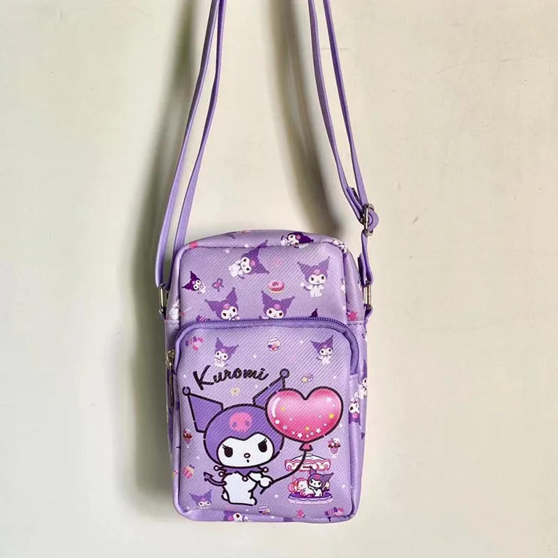 Sanrio Crossbody Bag Hello Kitty Cinnamoroll Kuromi Protable Shoulder Case Large Storage Pu Student Waterproof Case Girls Gift