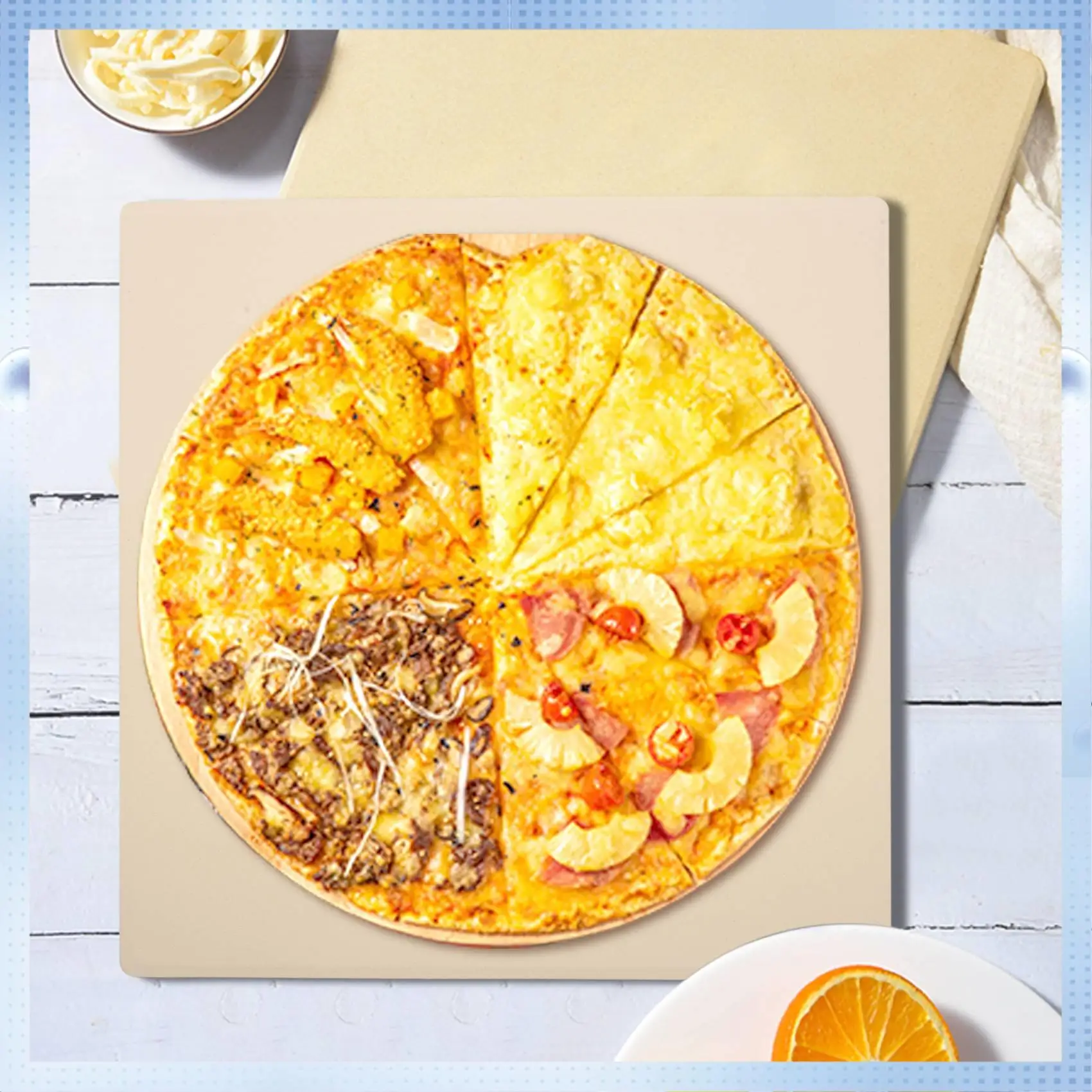 ABHQ-حجر البيتزا للطبخ الخبز شواء أدوات البيتزا سميكة اضافية للفرن وشواية شواء خبز صينية خبز المطبخ الخبز S #4