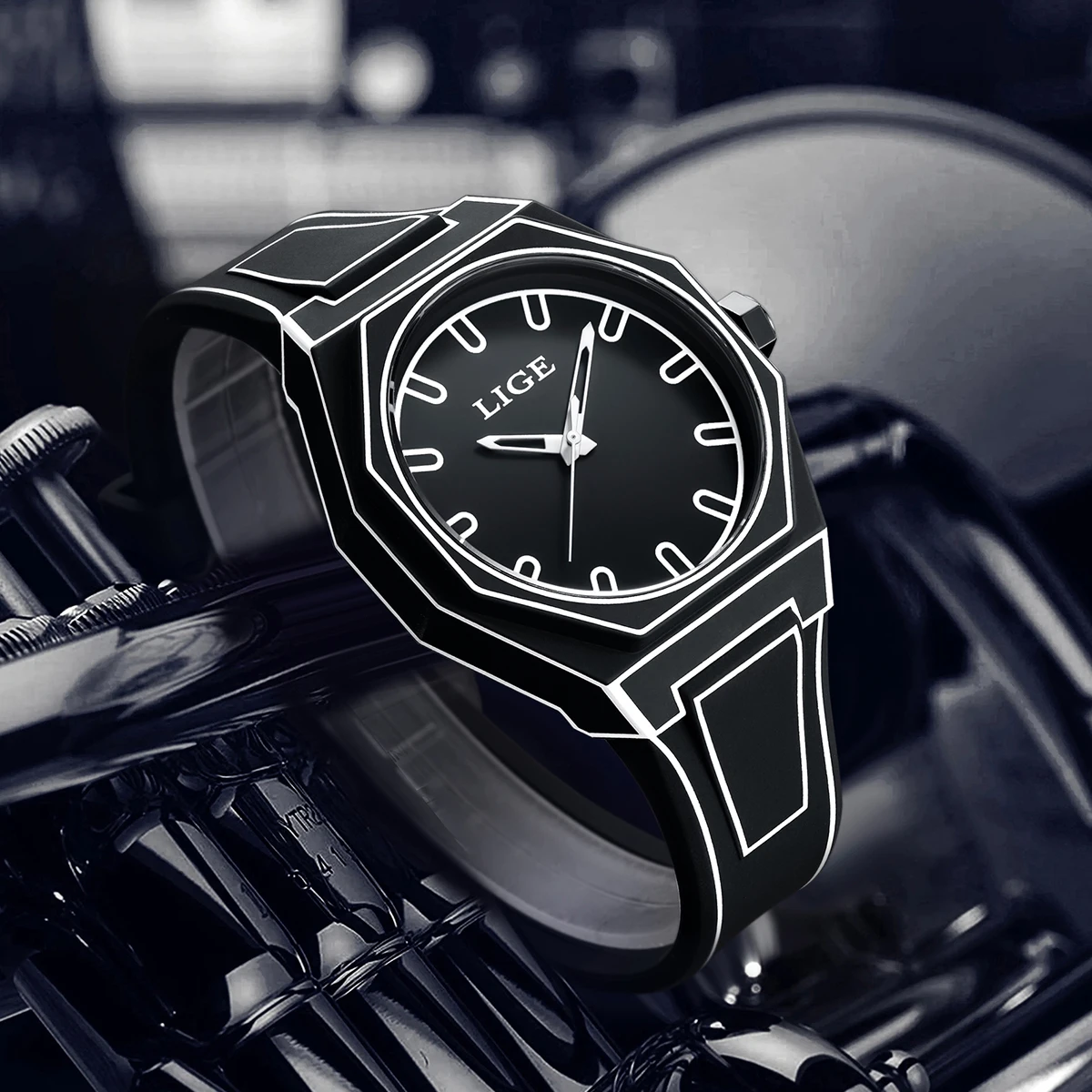 LIGE Modern Minimalist Sketching Creative Sports and Leisure Watch Creative Design Waterproof Watch Comic Style Watch for Men