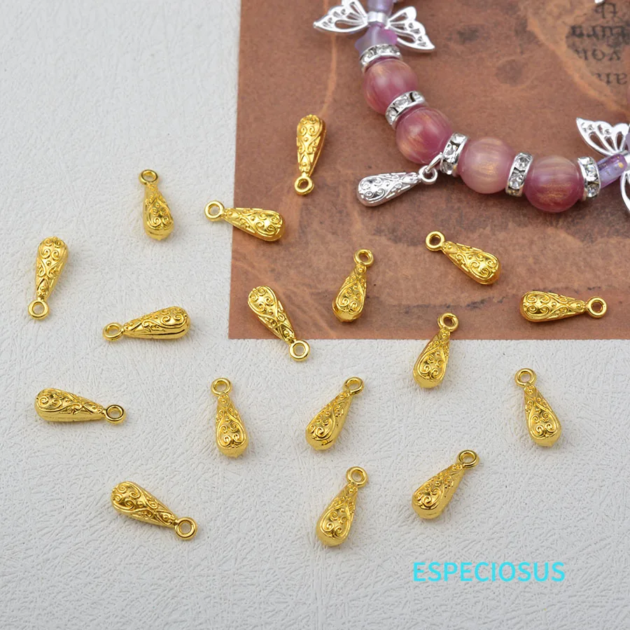 Silver And Gold Color Plated Alloy Drop Shape Charms Handmade Pendants Water Spacer For Bracelet DIY Jewelry Accessories 20pcs