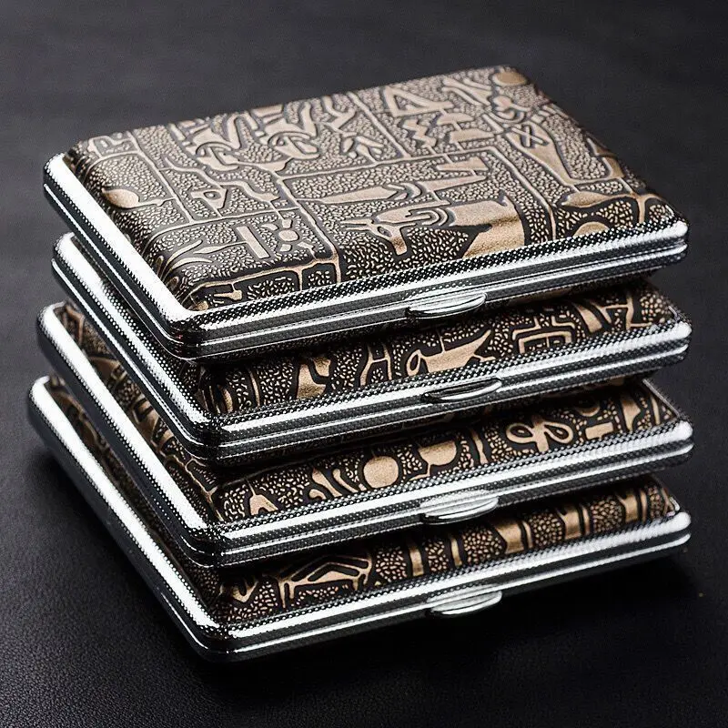 High-End Double Gun Cigarette Box 14/16/20Pcs in Various Specifications Thick Cigarette Box Flip-Top Iron Clip Cigarette Box Wat