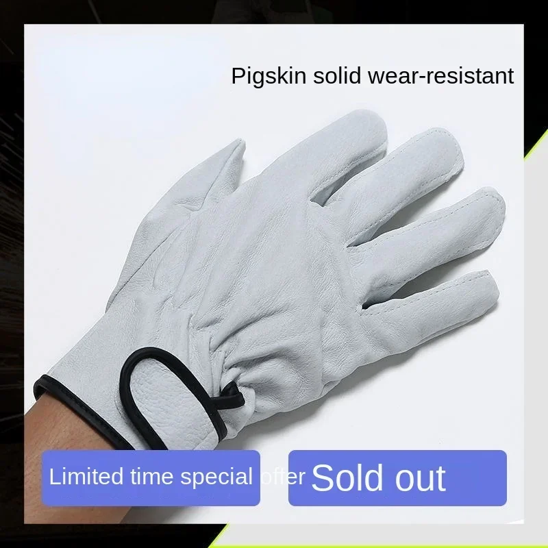 Light Welding Work Glove Leather Industrial Safety Wear Resistant Mechanic Worker Natural Working Mitten Wholesale 321