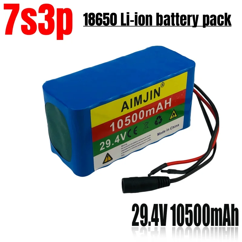 

18650 battery pack 24v 10500mah 7S3P 29.4v 2A charger lithium rechargeable electric bicycle moped lithium ion battery