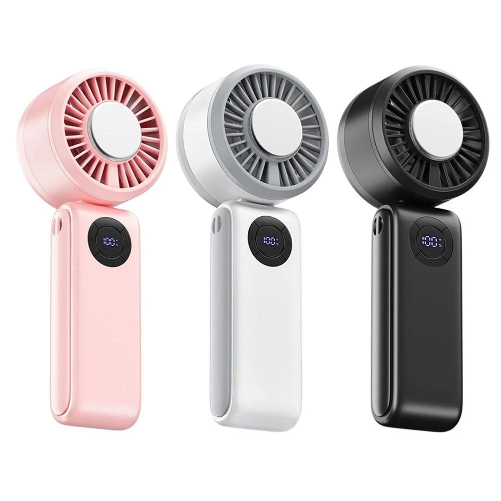 Ventilador plegable, ventilador portátil para clima caliente, eventos al aire libre, almacenamiento compacto, pantalla Digital, uso en interiores, operación duradera